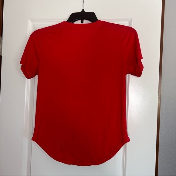 2/$30 Disney Mickey Mouse & Pluto Red Scoop neck Cap Sleeve Womens Tshirt Large - Picture 5 of 10